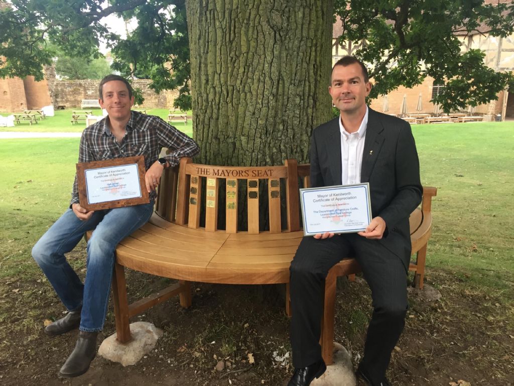 BWF trainee of the year, Matt Brown and Jamie Ward with the Kenilworth bench